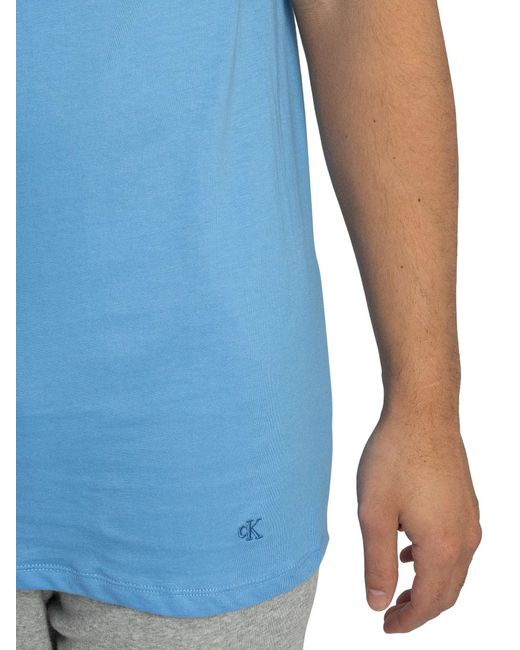Calvin Klein Blue 3 Pack Classic Lounge T-shirt for men