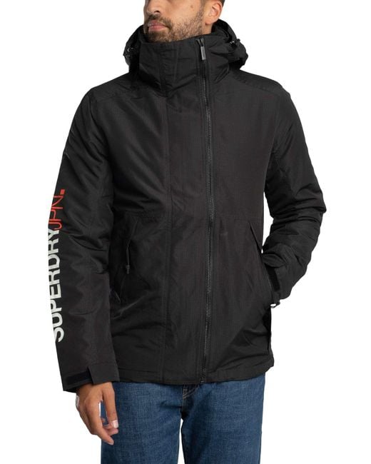 Superdry Black Hooded Yachter Windbreaker Jacket for men