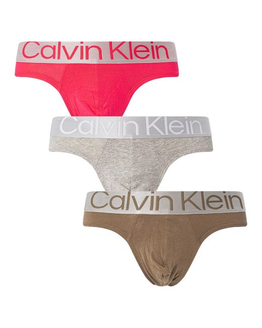 Calvin Klein Pink 3 Pack Reconsidered Steel Hip Briefs for men