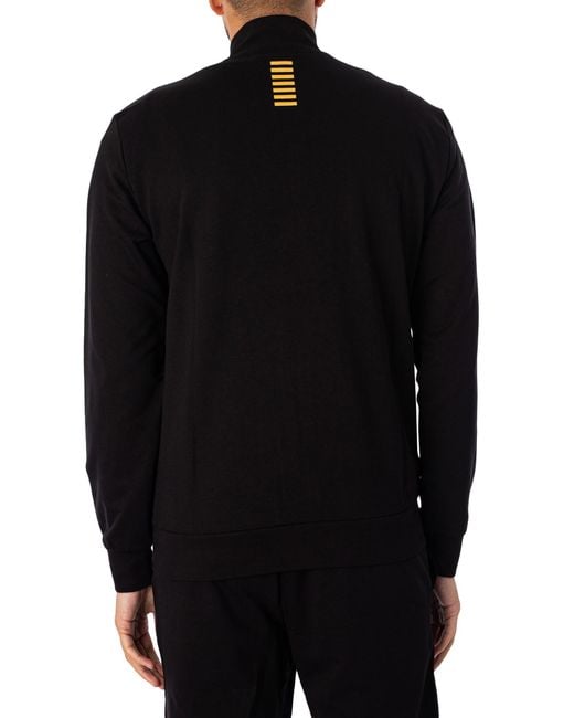 EA7 Black Logo Zip Through Tracksuit for men