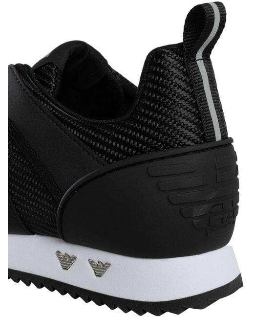 EA7 Black Mesh Logo Trainers for men