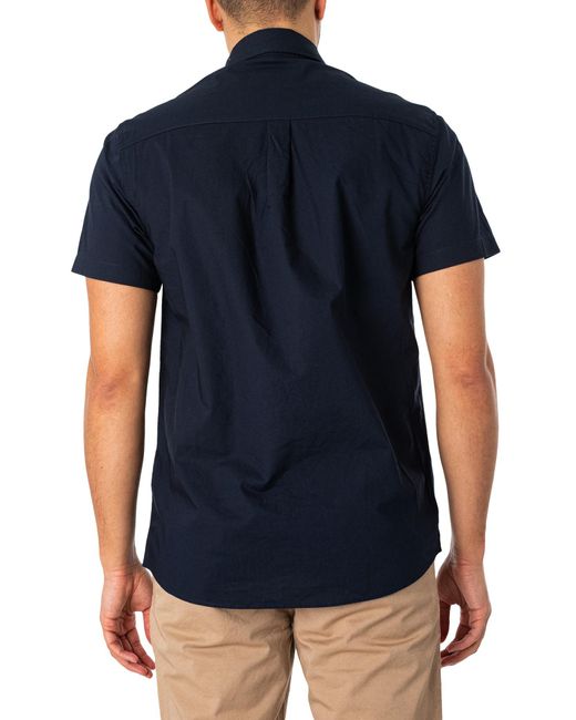 Lyle & Scott Blue Plain Poplin Short Sleeved Shirt for men