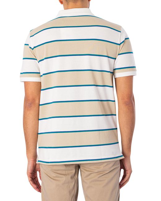 Gant White Stripe Pique Polo Shirt for men