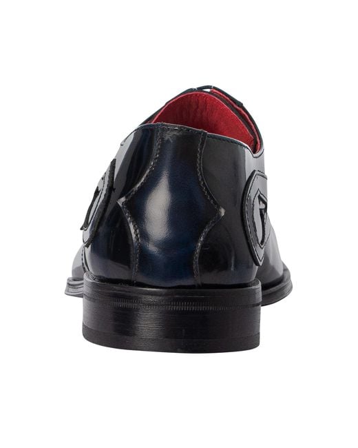 Jeffery West Blue Arrow Derby Polished Leather Shoes for men