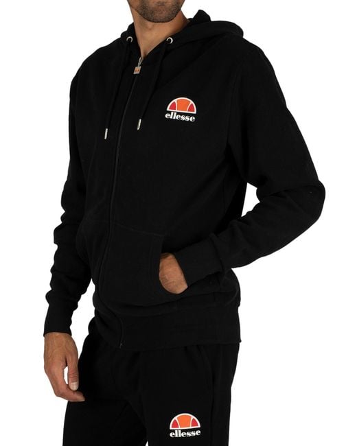 Ellesse Cotton Miletto Zip Logo Hoodie in Anthracite (Black) for Men - Lyst