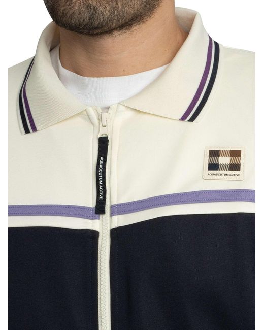 Aquascutum Blue Polo Collar Track Jacket for men