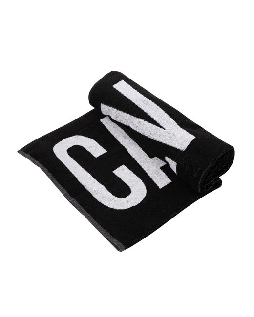 Calvin Klein Black Logo Print Towel for men