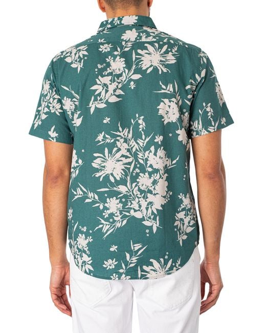 Replay Green Short Sleeved Floral Shirt for men