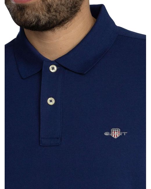 Gant Blue Regular Shield Pique Polo Shirt for men