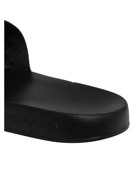 EA7 Black Logo Pattern Sliders for men