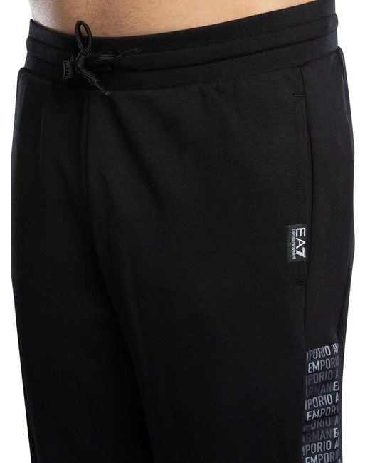 EA7 Black Logo Monogram Joggers for men