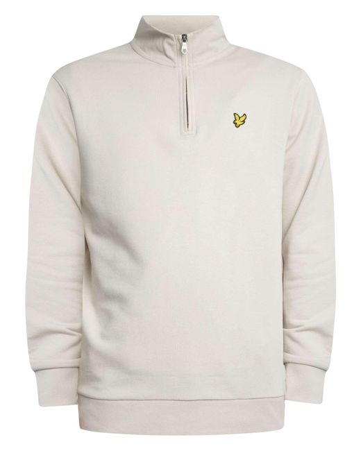 Lyle & Scott White Loopback Quarter Zip Sweatshirt for men