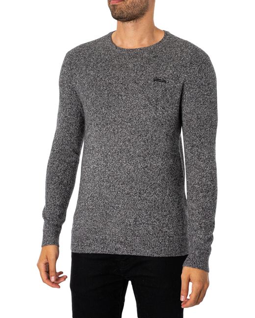 Superdry Gray Essential Slim Fit Crew Knit for men