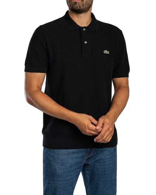 Lacoste Black Knitted Logo Polo Shirt for men