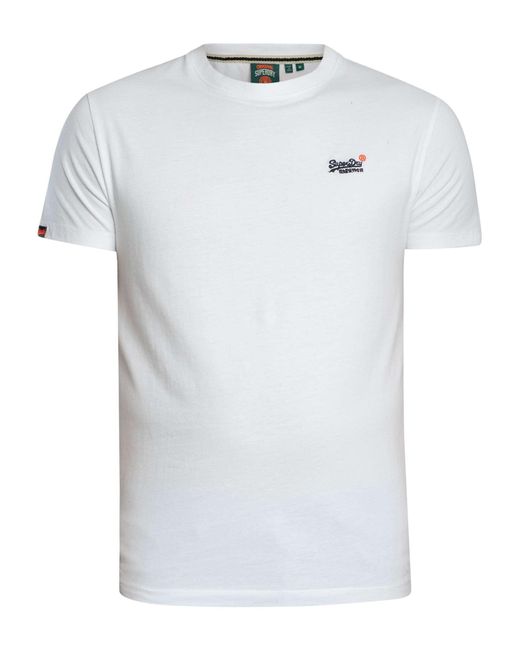 Superdry White Essential Contrast Emb T-shirt for men