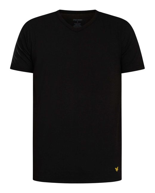 Lyle & Scott Black 3 Pack Basic Lounge V Neck T-shirt for men