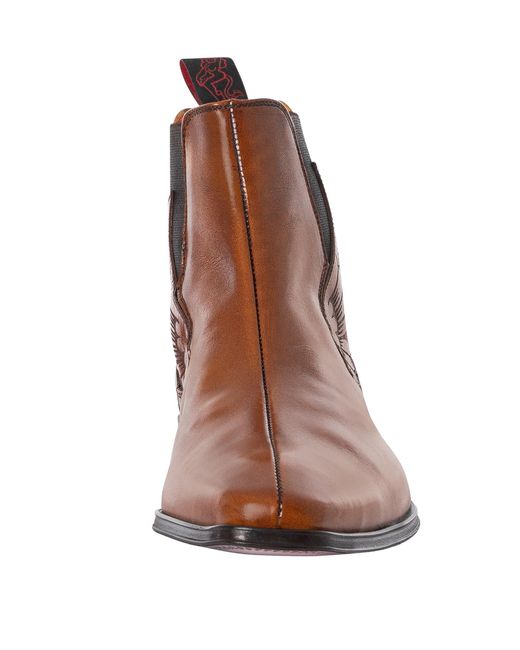 Jeffery West Brown Wing Leather Chelsea Boots for men