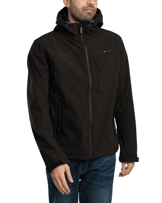 Superdry Black Hooded Soft Shell Trekker Jacket for men