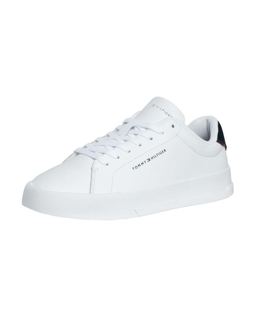 Tommy Hilfiger White Court Leather Detail Essential Trainers for men