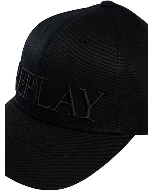 Replay Black Big Logo Baseball Cap for men