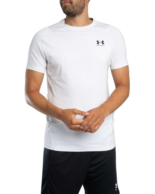 Under Armour White Heatgear Fitted Short Sleeve T-shirt for men