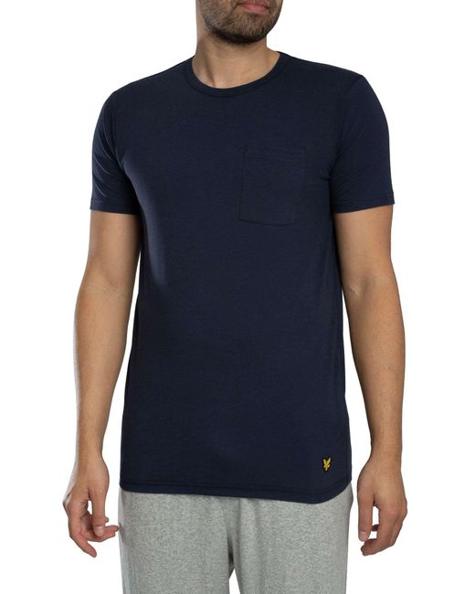 Lyle & Scott Blue 2 Pack Pocket Basic Lounge T-shirts for men