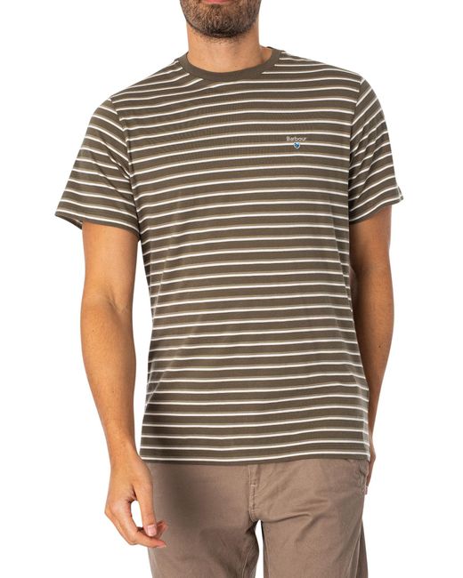Barbour Gray Ponte Stripe T-shirt for men