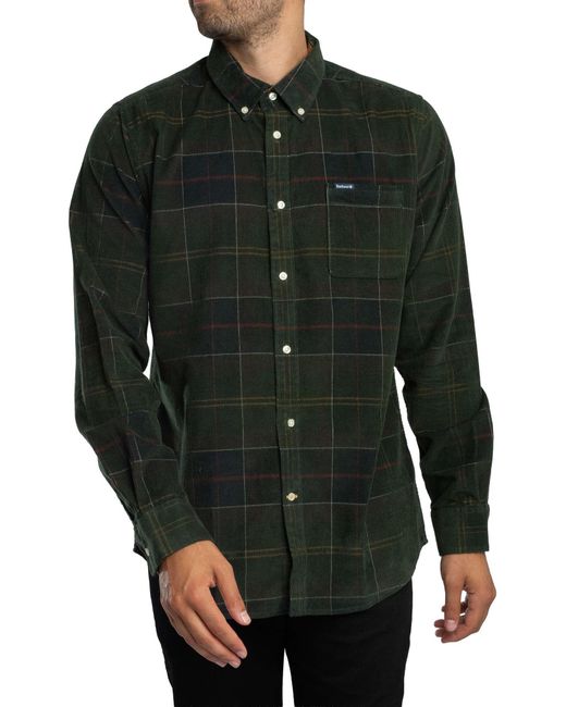Barbour Black Blair Tailored Tartan Cord Shirt for men