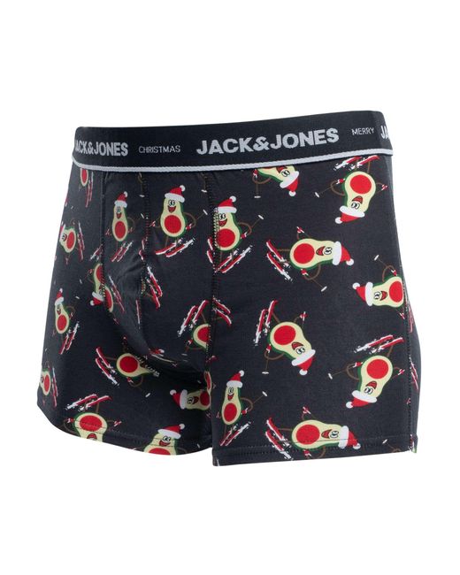 Jack & Jones Black Xmas Avocado Trunks & 2 Pack Socks Gift Box for men