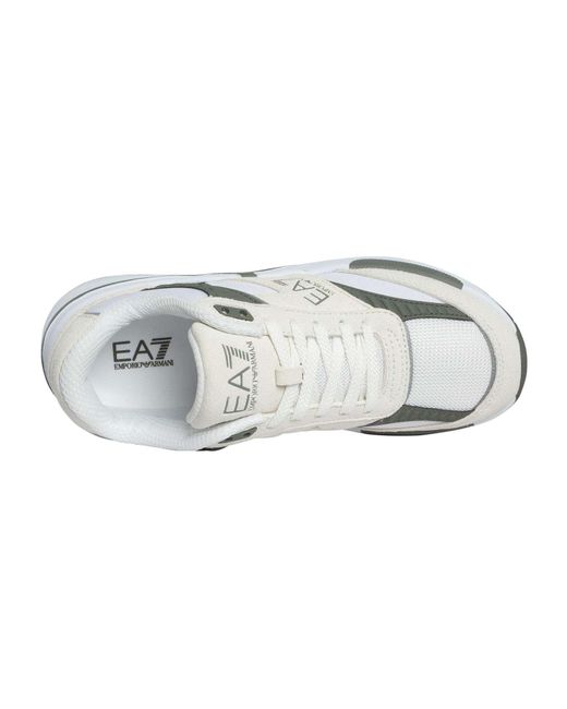 EA7 White Brand Mesh Trainers for men