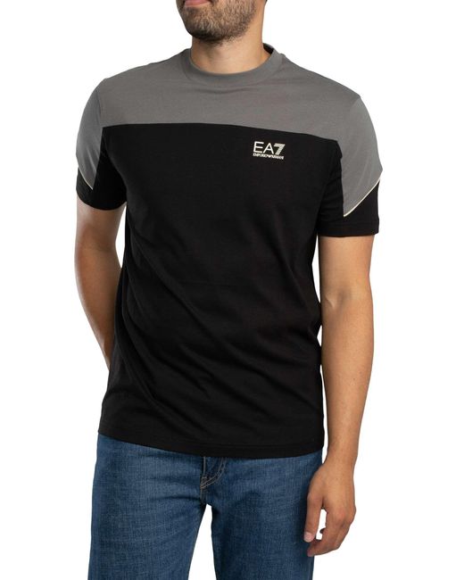 EA7 Black Regular Chest Logo T-shirt for men