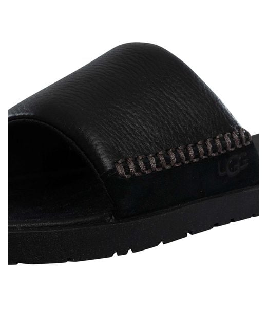 Ugg Black Seaside Ii Leather Sliders for men