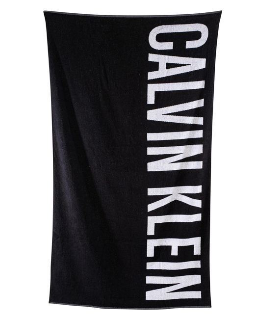 Calvin Klein Black Logo Print Towel for men