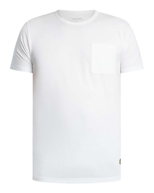 Lyle & Scott White Basic 2 Pack Pocket T-shirt for men
