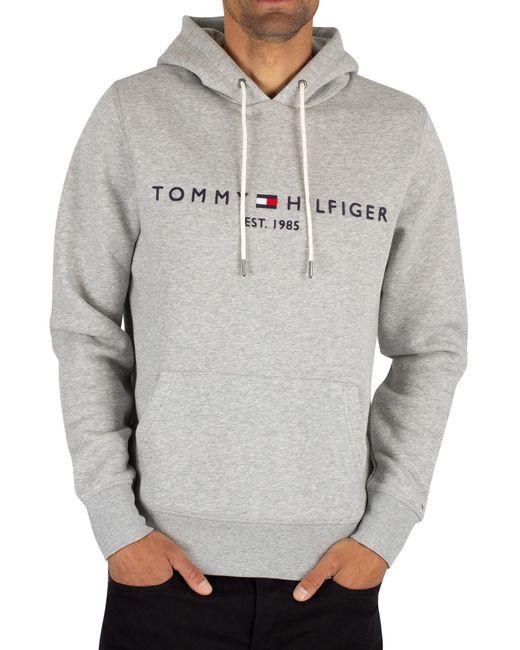 Tommy Hilfiger Cotton Tommy Logo Hoodie in Grey/Grey (Blue) for Men - Save  36% - Lyst