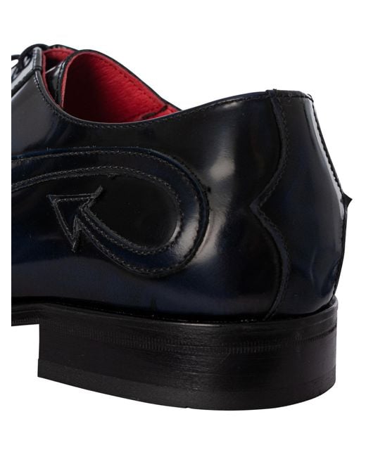 Jeffery West Blue Arrow Derby Polished Leather Shoes for men