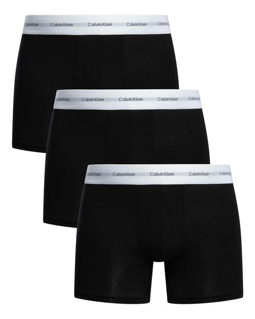 Calvin Klein Black 3 Cotton Modal Stretch Boxer Briefs for men