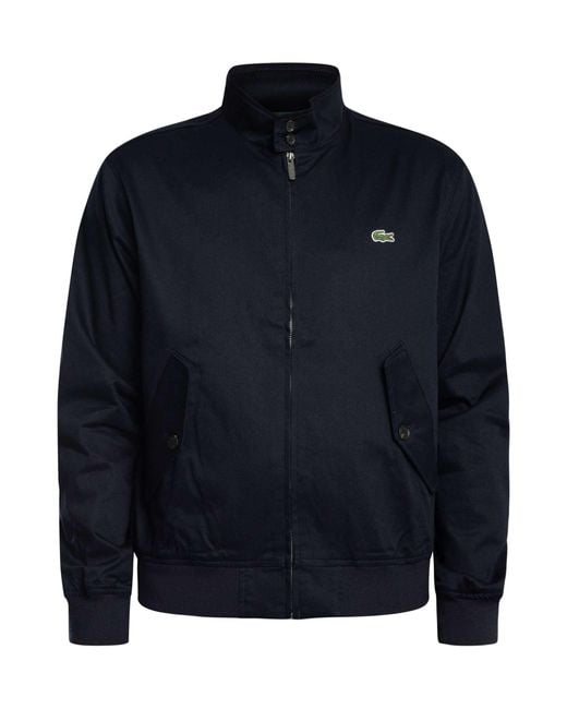 Lacoste Blue Water Repellent Twill Harrington Jacket for men