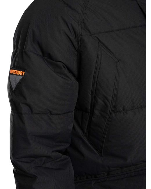 Superdry Black Expedition Puffer Parka Jacket for men