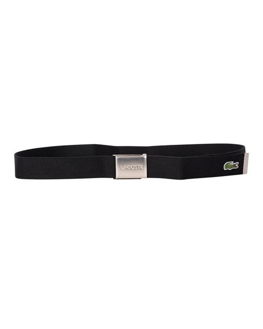 Lacoste Black Engraved Buckle Woven Belt for men