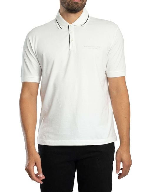 ARMANI EXCHANGE White Trim Polo Shirt for men
