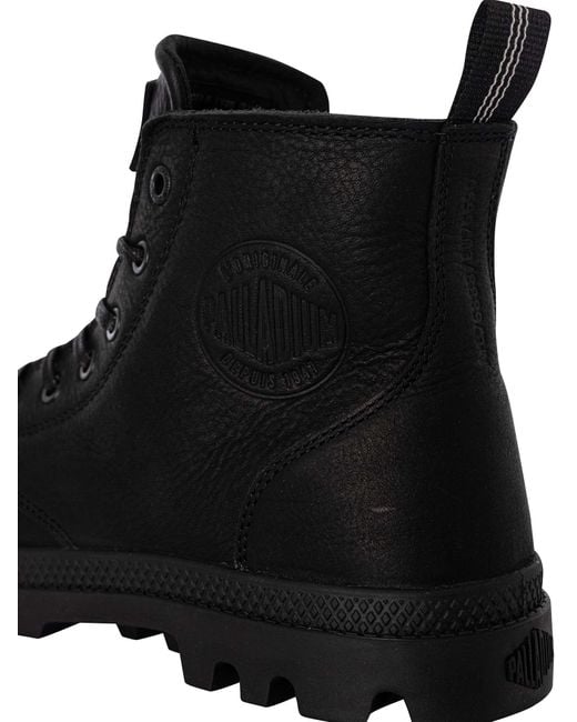 Palladium Black Pampa Zip Leather Boots for men