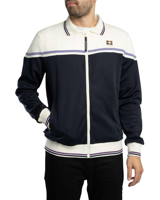 Aquascutum Blue Polo Collar Track Jacket for men
