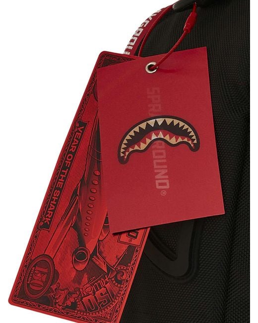 Sprayground Black 20l Printed Zipper Shark Backpack for men