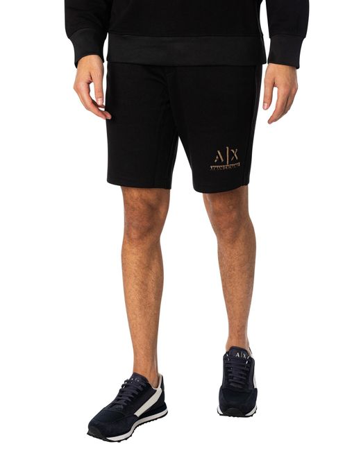 Armani Exchange Black Cross Logo Sweat Shorts for men