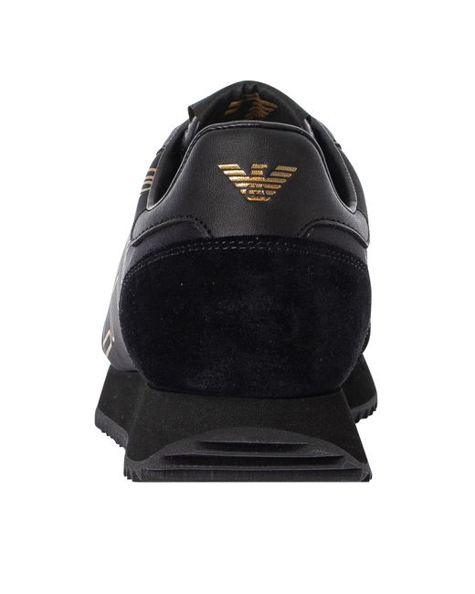 EA7 Black Logo-print Low-top Sneakers for men