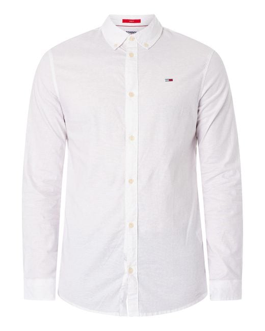 Tommy Hilfiger White Tommy Jeans Tjm Slim Stretch Oxford Shirt for men