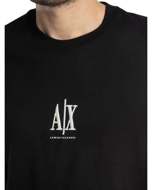 ARMANI EXCHANGE Black Centre Logo T-shirt for men