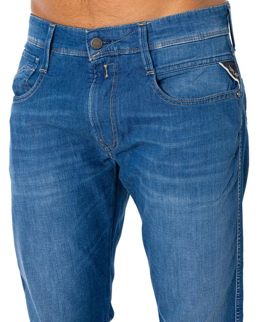 Replay Blue Anbass X-lite Slim Jeans for men