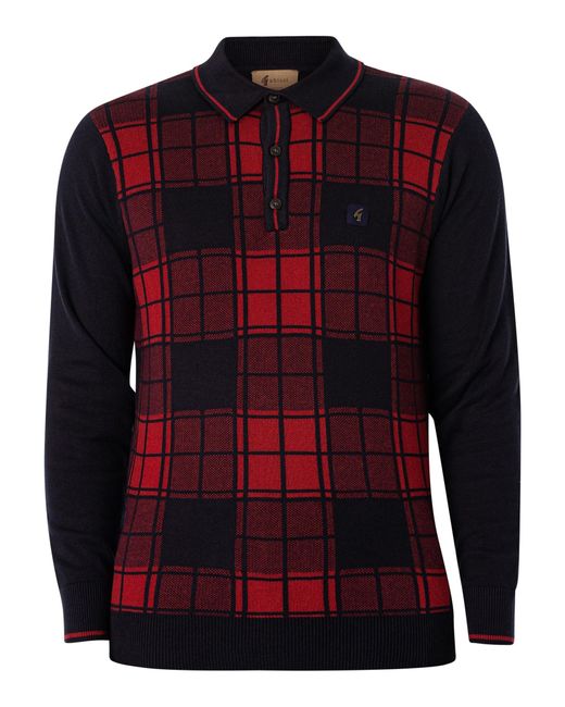 Gabicci Red Monty Longsleeved Polo Shirt for men